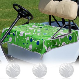AceOrbit Microfiber Golf Cart Seat Cover with 3 Practice Golf Balls 51''x31'' Lightweight Seat Towel Cushions Blanket Towel Blanket Compatibale with Car EZGO Icon Accessories(Green,Classic Pattern)