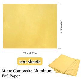 YALiya Pack of 100 Foil Paper Wrappers, Aluminium Foil Gold, Gold Leaf for DIY Decoration and Storage, Handmade (20 x 20 cm)