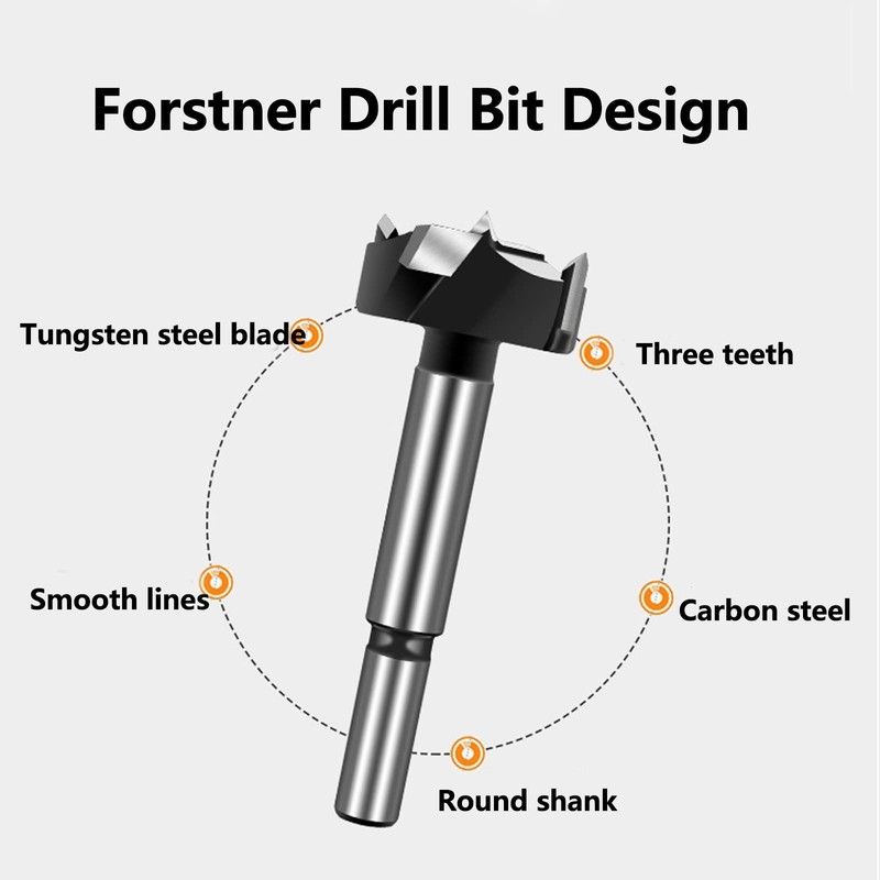 38mm Forstner Drill Bit, Black Tungsten Steel Wood Boring Bit,