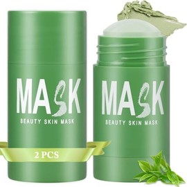 Green Tea Purifying Clay Mask, Green Tea Cleansing Stick Mask, Deep Pore Cleansing, Skin Firming for Men and Women of All Skin Types (2 Pcs)