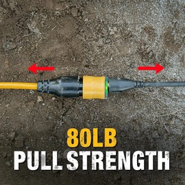DEWALT 25 Foot Extension Cord Lighted Click-to-Lock 10/3 SJTW - Heavy Duty Outdoor, Waterproof, Weatherproof, Heat & Corrosion Resistant Industrial Strength Light Up Three Prong Outlet Plug Power Cord