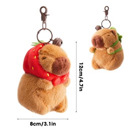 SKIKHN Capybara Plush Keyring, Pack of 2 Capybara Cuddly Toy Keyring, Pendant Toy Decoration, Stuffed Toys Keyring, Capybara Pendant for Backpack, Women Bag Ornament, colourful