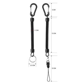 Wave Design [(3 Sets)) Curl Cord Strap, Coil Strap, Stretchable, Thick, Locking Function, 3 Pieces + Carabiner, Ring, Key Chain, Microfiber Cloth, Durable, Stretchable, Thick + Carabiner & Extra