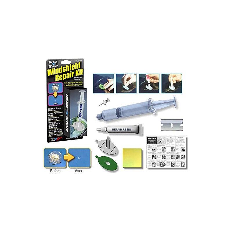 2 Pack Blue-Star Fix Your Windshield Do It Yourself Windshield