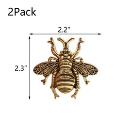 HEVSTIL 2-Pack Bee Shape Cabinet Knob,Nature Theme Single Hole Pulls for Cabinet Dresser Knobs Furniture Door,Antique Gold