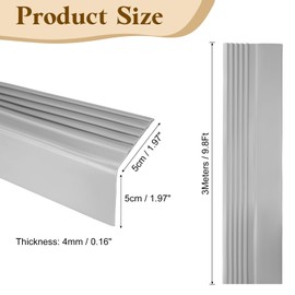 uxcell Stair Nosing, 9.8 ft (2 x 2 Inch) Vinyl Non-Slip Self-Adhesive Staircase Step Edge Protector Waterproof Stair Treads Trim for Outdoor Indoor Floors, Gray