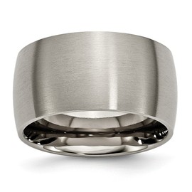 Solid Titanium 12mm Matte Brushed Finish Plain Classic Wedding Band Ring Comfort-Fit Size 10.5