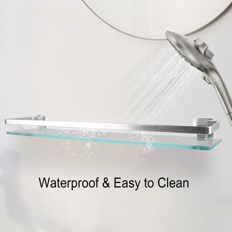 Lumclaw Bathroom Shelf Glass Shelves 23-Inch Floating Tempered Glass Shelf