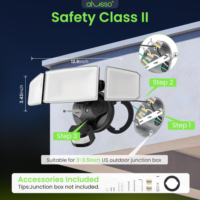 ALUSSO LED Security Lights Motion Sensor, 120V 60W 6000LM 3