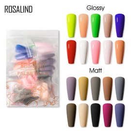 Glue-On Nails, 20 Colours, Matte and Lustre Tips for Gel Nails, Pack of 200 Artificial Nails for Gluing