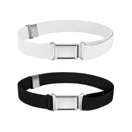 WILLBOND 2 Pieces Kids Magnetic Belt Adjustable Elastic Belt with Magnetic Buckle for Boys Daily Use Girls (Black,White)