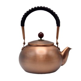 Handmade Solid Copper Teapot with Non Slip Handle - 1200ml, Stovetop Safe, Chinese Style, Non-Coating, Filter Holes, Tea Ball for Loose Tea