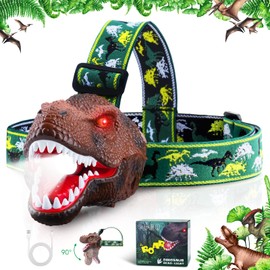 Dysaim Kids Headlamp, Dinosaur LED Rechargeable Headlamp for Kids Flashlight Camping Gear, Dinosaur Toys Headlight for Boys Girls or Adults, Gift Toys for Birthday Rave Party