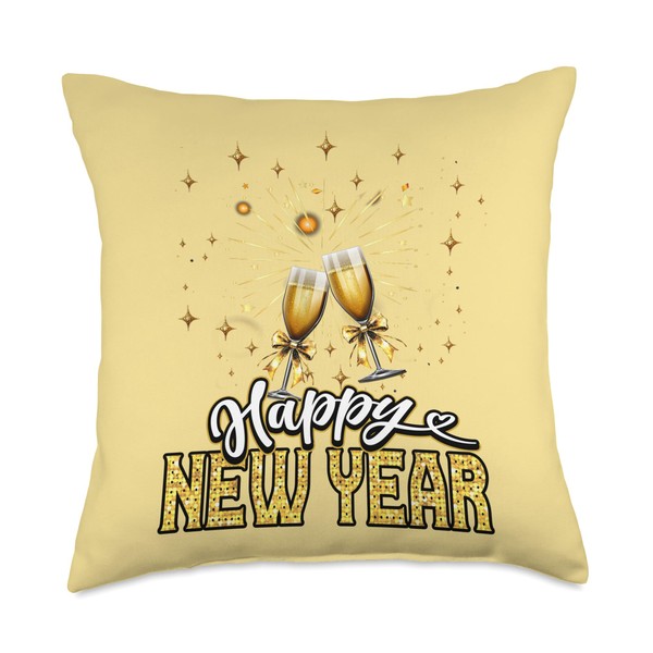 Happy New Year New Years Eve Wine Glasses party Fireworks