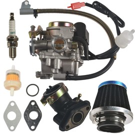 jtfrkope 50CC Carburetor 4 Stroke GY6 High Performance 139QMB Carburetor for 49cc 50cc Scooter Moped PD18J Carb Engine, 50cc Moped Carburetor + Intake Manifold