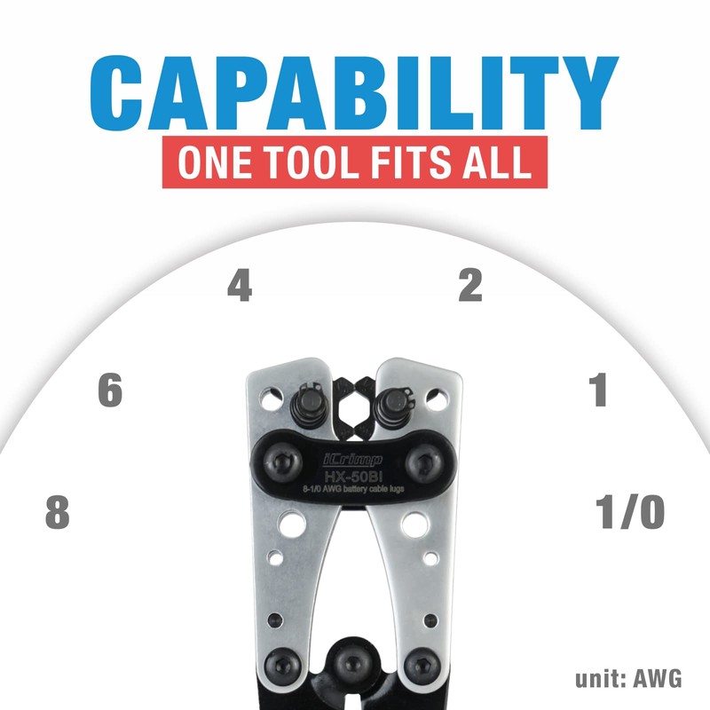 iCrimp Battery Terminal Crimper for Heavy Duty Copper Wire Lugs,Battery