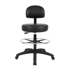 Chair Master Adjustable Chair/Stool for Exam Rooms, Labs, Doctor and Dentist Offices. Easy to Clean! 24"-34" Seat Height. 18" Foot Ring (Standard Nylon, Black)