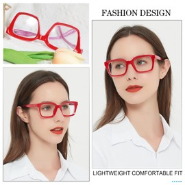 MARE AZZURO Oversized Reading Glasses Women Retro Square Readers 1.0 1.25 1.5 1.75 2.0 2.25 2.5 2.75 3.0 3.5 4.0 5.0 6.0 (Red, 1.75)