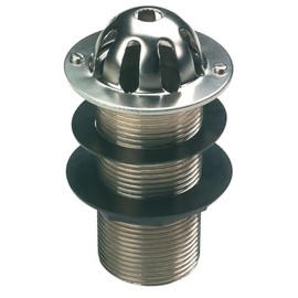 TC Chrome Domed Top Urinal Waste 1 1/2" 40mm Unslotted Solid Tail Brass Body