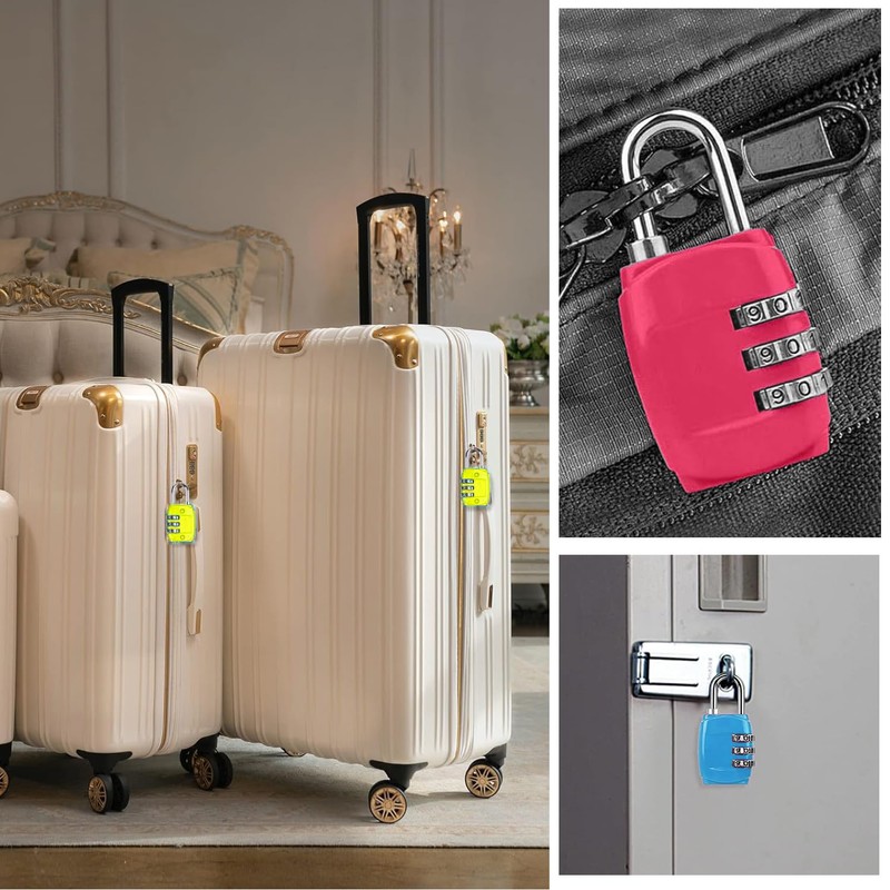 4 Pcs Luggage Locks, Small Padlocks for Suitcase, Travel Security