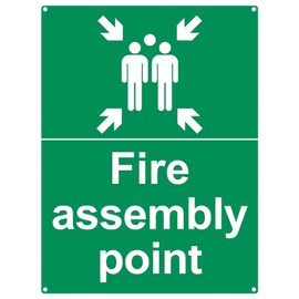 Firefighting Assembly Point Sign 400 x 300 x 1mm,Matte Rigid Plastic firefighting Signs with 4 Pre-Drilled Holes,Outdoor Emergency Meeting Point Signage-Fire Action Safety-Mandatory Safety Signage