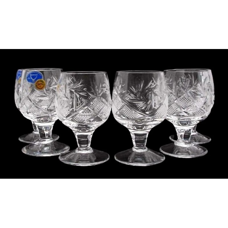 Neman Russian Cut Crystal Shot Glasses on Short Stem 1.7oz