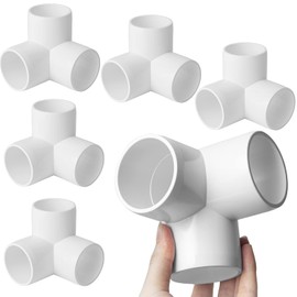 6Pack PVC Fittings 1-1/2Inch 3 Way, Furniture Grade Elbow PVC Fittings for 1-1/2Inch PVC Pipe, PVC Pipe Fitting Connector for Build PVC Structures Garden Enclosures Dog Agility Jumps Greenhouse