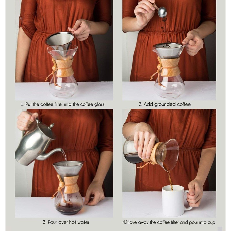 Pour Over Coffee Maker，14 oz Borosilicate Glass Carafe Manual Coffee