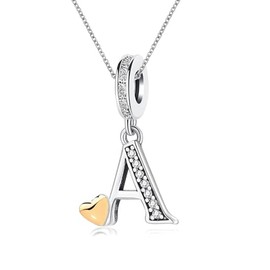 KunBead 18 inch Initial A Letter Gold Heart Alphabet Birthday Charm Pendant Necklace for Women