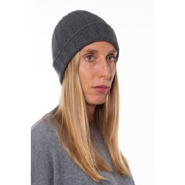 Bo.MA. 100% Pure Regenerated Cashmere Ribbed Hat for Men and Women, Made in Italy, Winter Hat, Cashmere, Winter, Headphones, Clothing, Gift, gray
