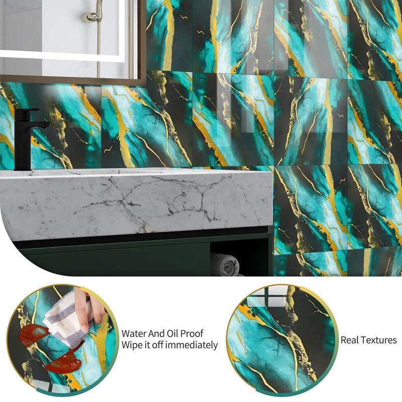 10-Sheet Peel and Stick Kitchen Backsplash Tiles,Waterproof Self Adhesive Marble
