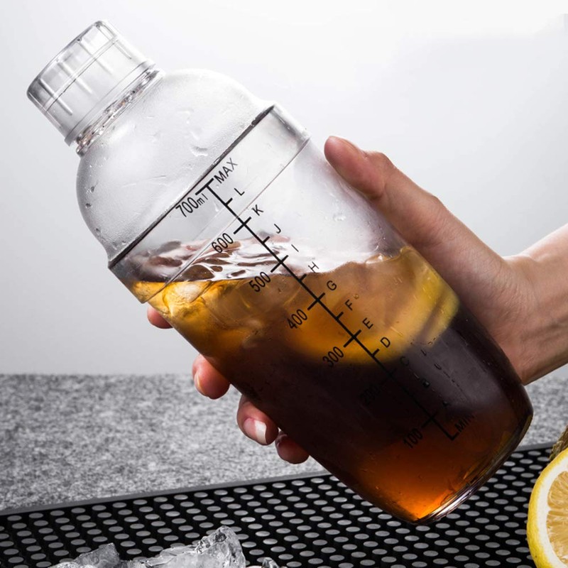FEOOWV Plastic Cocktail Shaker, Hand Drink Mixer Boba Tea Shaker