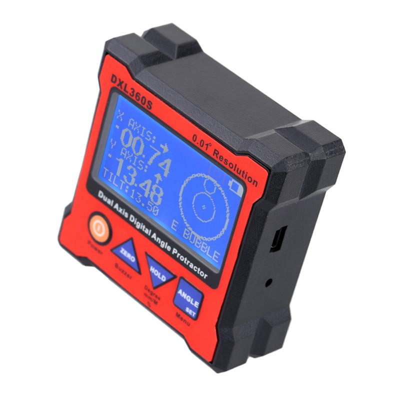 Digital Angle Finder Protractor 0.01° Resolution Angle Gauge Dual Axis