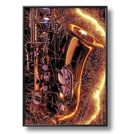 NIHO-JIUMA Saxophone Diamond Art Kits, Musical Instruments 5D Full Drill Diamond Painting Gift for Teenagers, Home Decor (30x40cm/12x16inches)