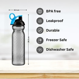 Homeshopa Sports Water Bottle, 680ml Non-Toxic BPA Free Flip Top Lid Plastic Bottle, Durable Leak Proof Drinking Bottle For Running, Gym, Fitness, Yoga, Outdoors and Camping (Blue Ring Clip)