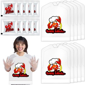 Artcome Lobster Bibs and Gloves Set – 50 Crab Bibs and 50 Pairs of Disposable Plastic Gloves for Seafood Dining for Mess-Free Lobster Boils, Crab Feasts, Crawfish Parties & Outdoor Seafood Gatherings