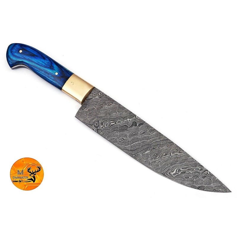 M DAMASCUS CUSTOM HANDMADE DAMASCUS STEEL ENGRAVED BLADE CHEF KNIFE