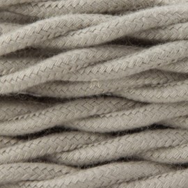 Amarcords - Textile cable for lamps, grape grey, braided, cotton, 5 metres, with 2 conductors 2 x 0.75 - fabric cable covered with coloured vintage fabric for chandeliers, wall lamps and lampshades