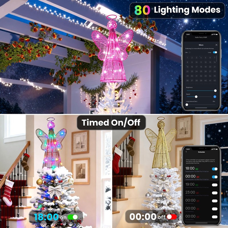 LightingWill Smart Christmas Tree Topper, Light Up 3D Angel Tree