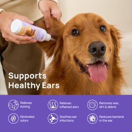 HICC PET Ear Cleaner for Dogs & Cats Vet-Recommended Dog Ear Infection Treatment Drops to Soothe Itchy & Inflamed - Daily Care Dog Ear Cleaner for Gently Removes Debris, Wax Buildup, Odor - 4 Fl oz