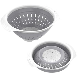 Colador plegable de 5 cuartos de galón, sin BPA, apto para lavavajillas, colador de alimentos de silicona con asas de plástico, resistente al calor, p