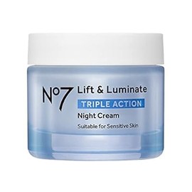 No7 Lift & Luminate Triple Action Night Cream - Anti-Wrinkle, Collagen Peptide Brightening Cream - Skin Firming Hyaluronic Acid & Hibiscus + Hyperpigmentation Vitamin C Face Cream (50ml)