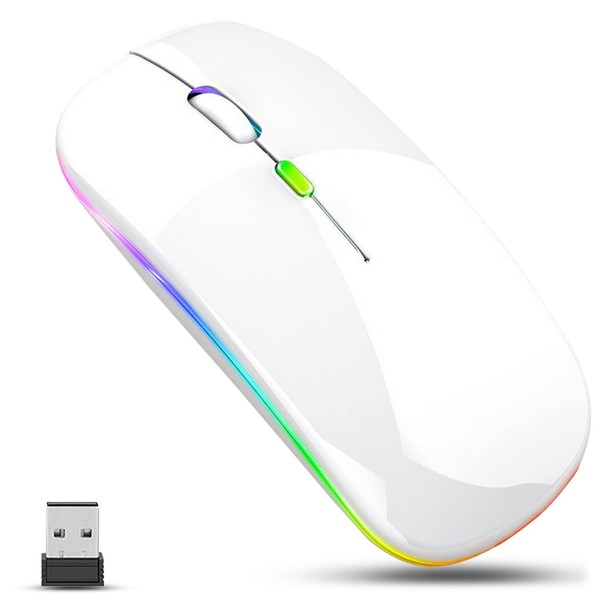 GLOBAL TECH LED Wireless Mouse, Slim Rechargeable Wireless Silent Mouse,