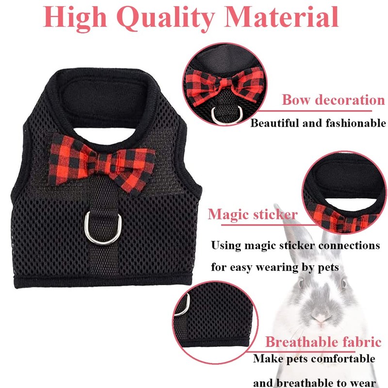 ASOCEA Adjustable Bunny Harness and Leash Breathable Mesh Vest Harness