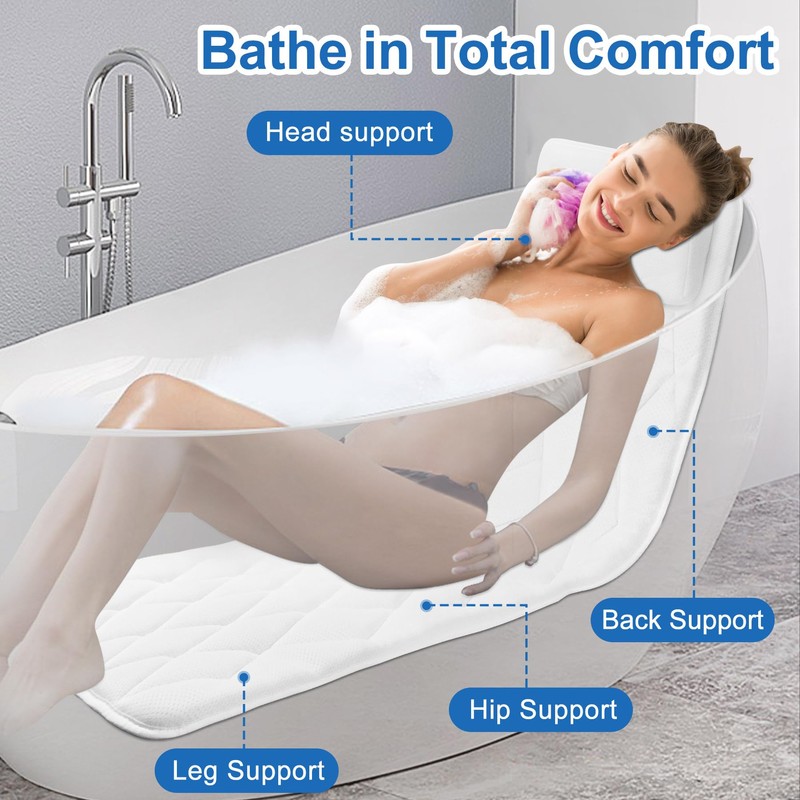 Chsuiwe Full Body Bath Pillow for Bathtub, Thick Bath Pillow
