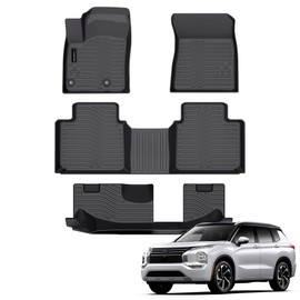 Auxko All Weather Floor Mats Fit for Mitsubishi Outlander 2025 2024 2023 2022(Not phev or Sport) TPE Rubber Liners Outlander Accessories All Season Guard Odorless Anti-Slip Floor Mats 3 Row