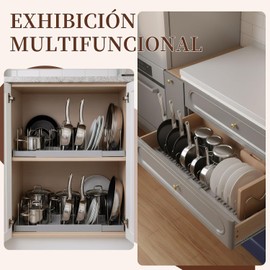 Organizador de Sartenes y Ollas Corredero Acero, 9 Compartimentos Ajustable
