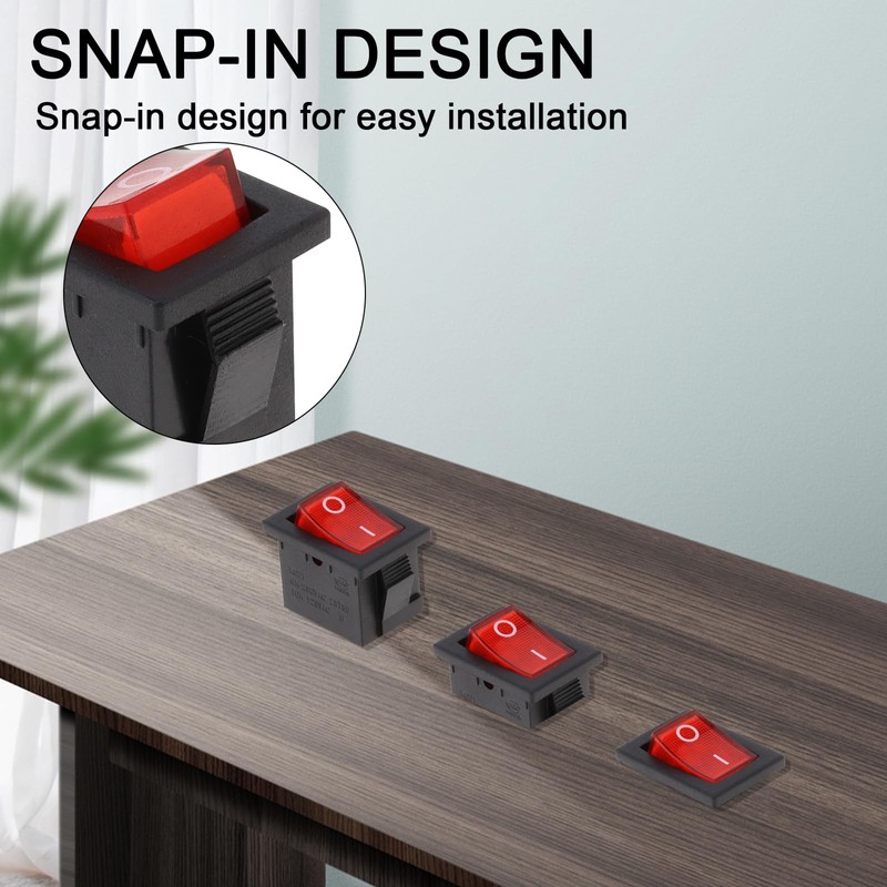Smgda 10pcs Rocker Switch, 3 Pin 2 Pole 6A/250V 10A/125V