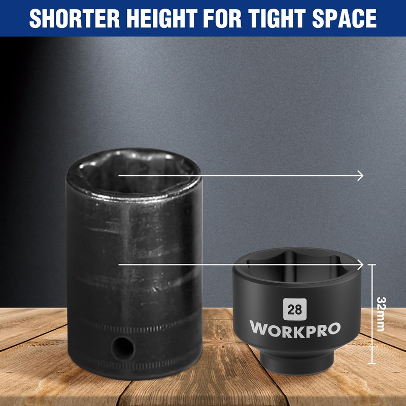 WORKPRO 28mm Oil Filter Socket Wrench, Oil Filter Removal Tool,