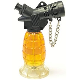 HHB Eclipse Novelty Collectible Grenade Design Single Jet Flame Torch Refillable Lighter, 2ct, Assorted Colors, 1832-2